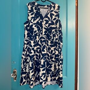 SHEIN Blue and White Patterned Dress
